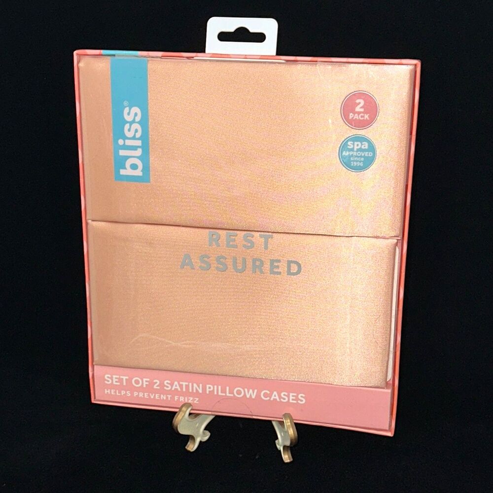 Bliss Rest Assured Set of 2 (Pair) Satin Pillow Cases CORAL/PEACH *NEW